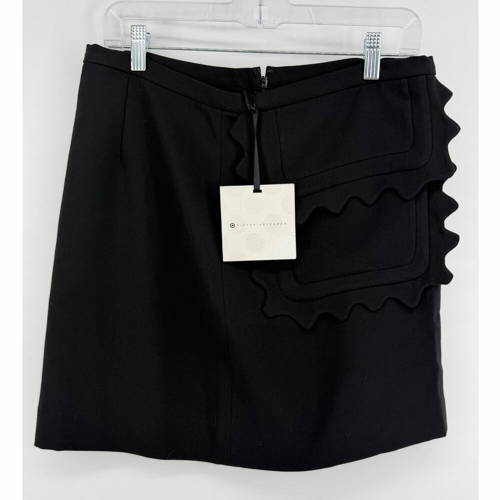Twill skirt, Victoria Beckham, black with scallop trim pocket detail (m)
